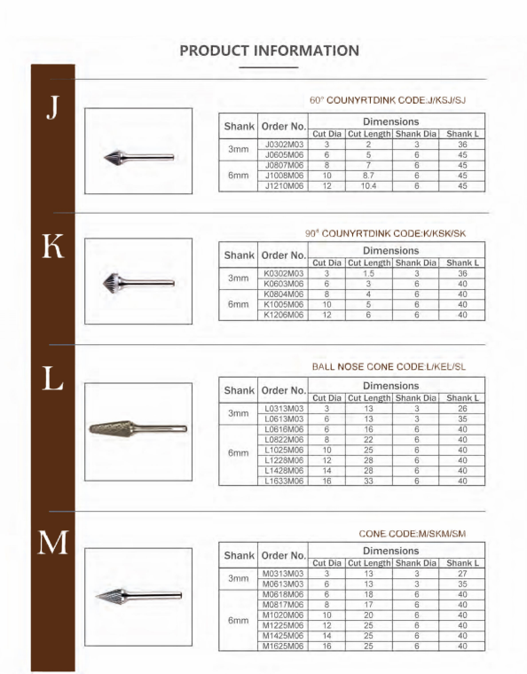 carbide rotary burr cutter